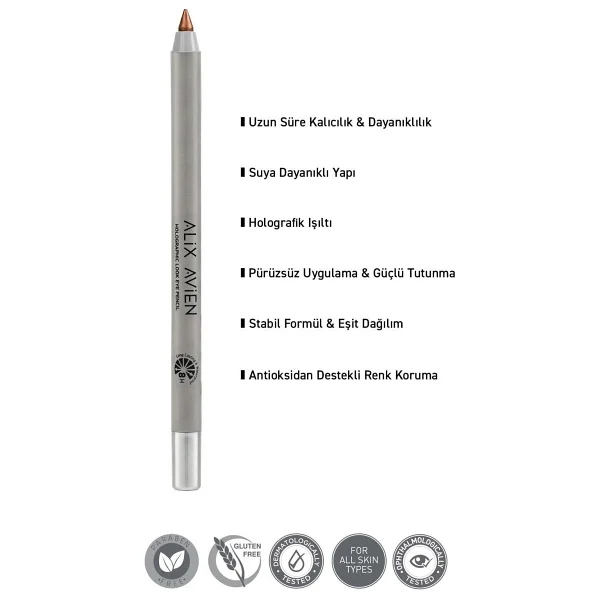 Alix Avien Suya Dayanıklı Kalıcı Holografik Işıltılı Göz Kalemi - Holographic Eye Pencil 04 Sunset Copper - Görsel 4