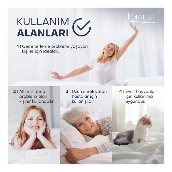 Formeya Kapitone Fitted Full Kenar Su Sıvı Geçirmez %100 Pamuk Yatak Koruyucu Alez Tek Çift Battal (16 Ebat) - 90 X 200 Cm - Beyaz - Görsel 6