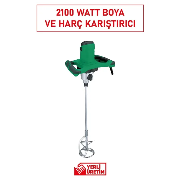 Hais Profesyonel Boya & Harç Karıştırıcı 2100 Watt - Yeşil - Görsel 2