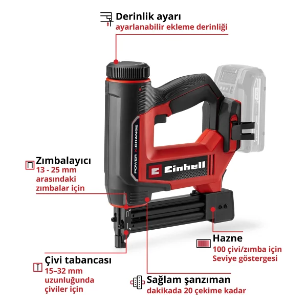 Einhell Te-Cn 18/32 Li Aküsüz Zımba Çivi Tabancası - Görsel 2