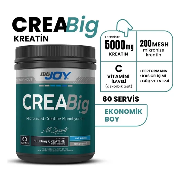Bigjoy Creabig Toz Kreatin Aromasız 300g 60 Servis - Görsel 2