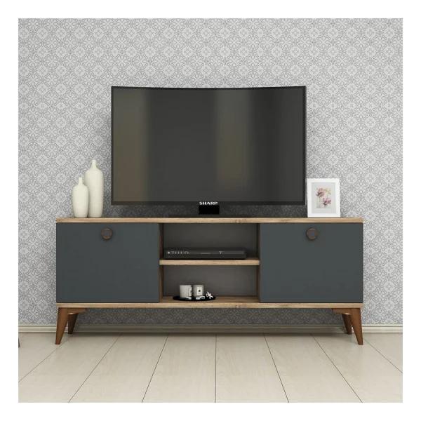 Ferniso Mobilya 120 Cm Modern Tasarımlı TV Ünitesi Açık Gri Suntalam Malzemeden Üretilmiştir - Görsel 4