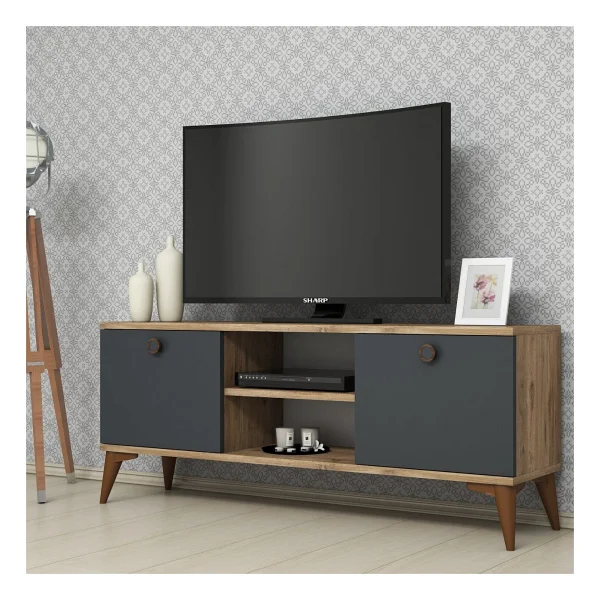 Ferniso Mobilya 120 Cm Modern Tasarımlı TV Ünitesi Açık Gri Suntalam Malzemeden Üretilmiştir - Görsel 2