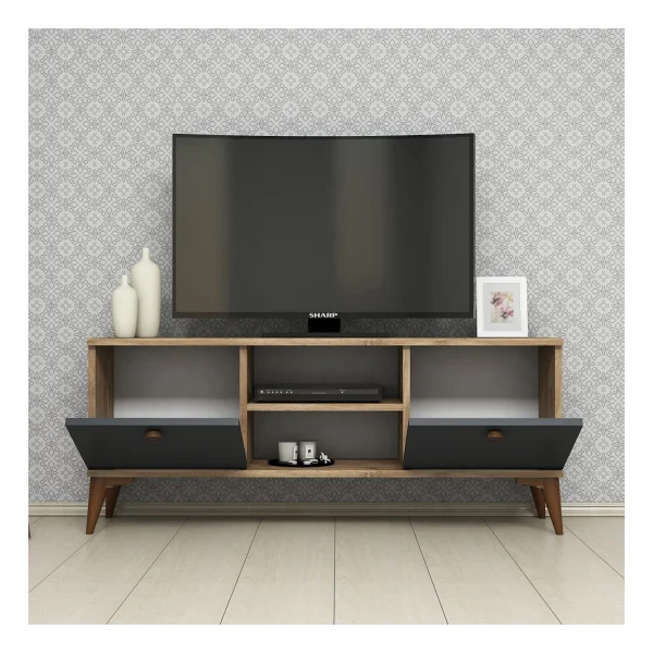 Ferniso Mobilya 120 Cm Modern Tasarımlı TV Ünitesi Açık Gri Suntalam Malzemeden Üretilmiştir - Görsel 3