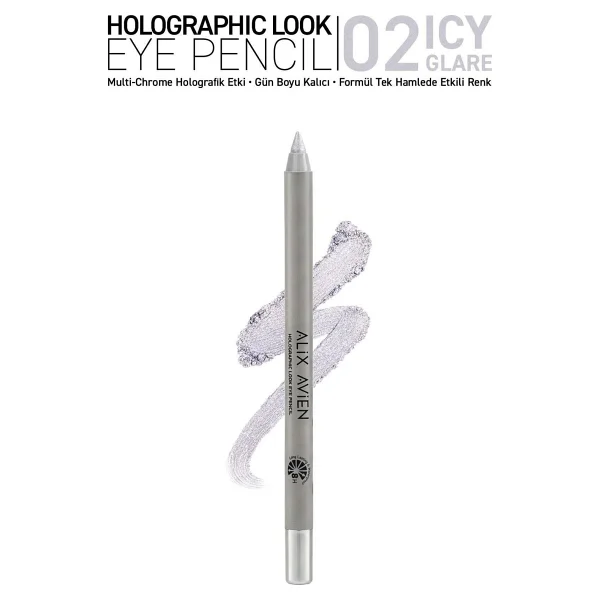 Alix Avien Suya Dayanıklı Kalıcı Holografik Işıltılı Göz Kalemi - Holographic Eye Pencil 02 Icy Glare - Görsel 9