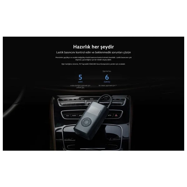 Xiaomi Mijia Mini Mjcq01qj Şarjlı Araç Kompresörü - Görsel 4
