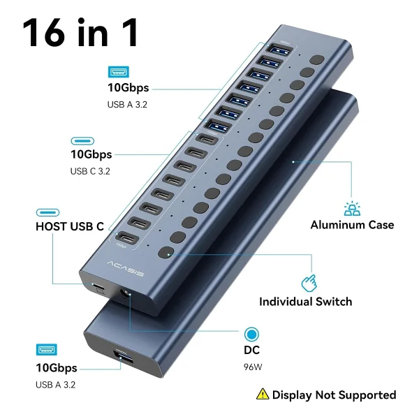 Acasis Hb16pro 16 Port USB Çoğaltıcı - Görsel 2