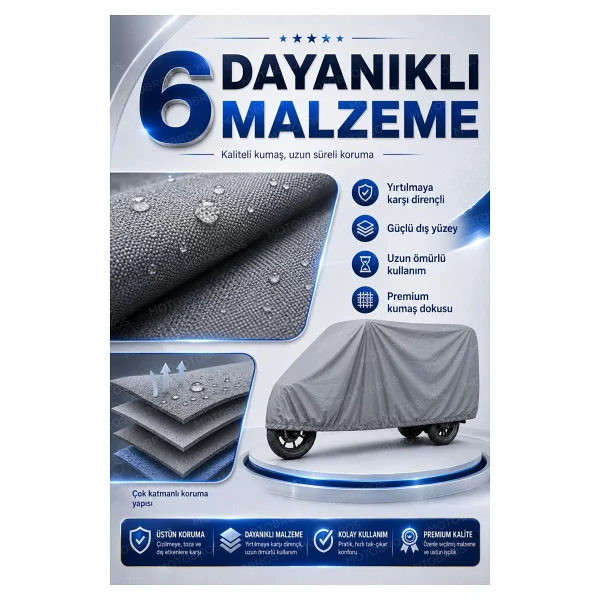Motobros Motosiklet Brandası ARORA MINI FELIX 3 Tekerlekli Elektrikli Araç Brandası Gri 4 Mevsim Su Geçirmez UV Korumalı - Görsel 5
