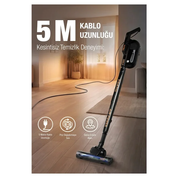Fantom Pratic Air Power P 1250 Siyah Dikey Elektrikli Süpürge - Görsel 10