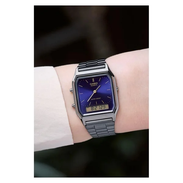 Casio Standart Aq-230gg-2adf Çelik Kordon Siyah-Mavi Kol Saati - Görsel 4