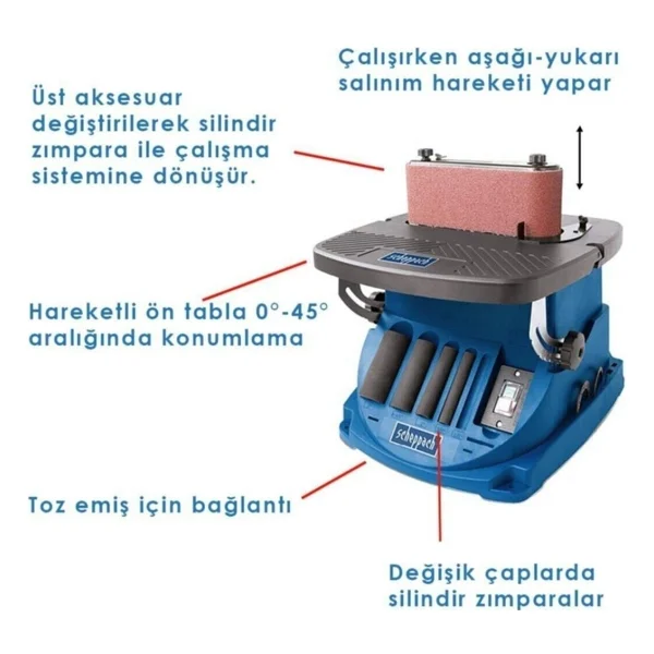 Scheppach Osm600 Salınımlı Silindir Zımpara Makinesi - Görsel 8