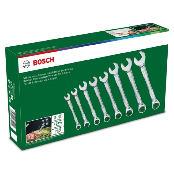 Bosch Cırcırlı Kombine Anahtar Seti 8 Parça 1/4 İnç Krom Vanadyum Malzeme ile Profesyonel Kalite - Görsel 5