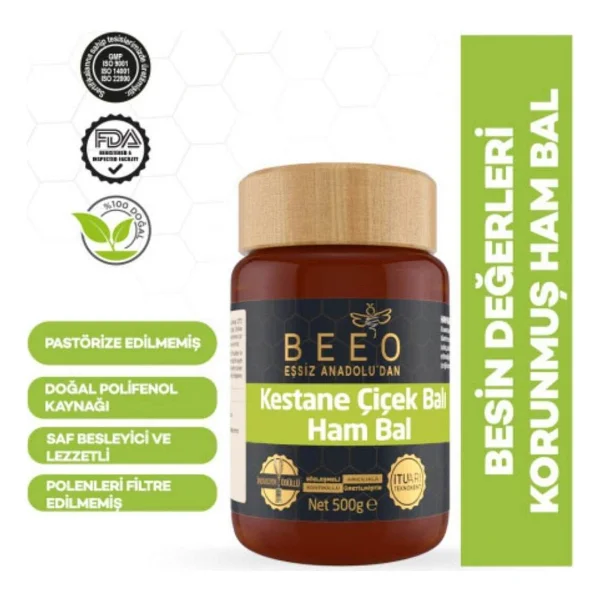 Bee'o 500 Gr Kestane Çiçek Ham Bal - Görsel 5