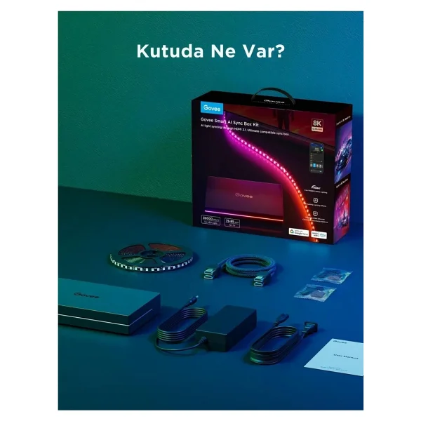 Govee AI Sync Box 2 Rgbıc H6604 75-85 İnç TV Arkası LED Aydınlatma - Görsel 6