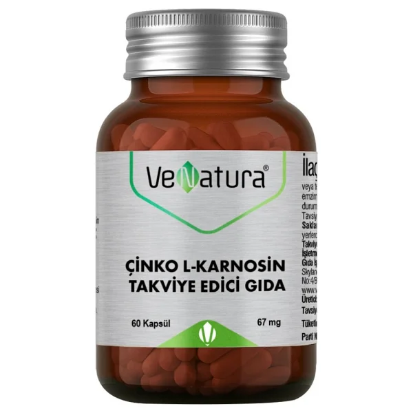 Venatura Çinko L-Karnosin 60 Kapsül Takviye Edici Gıda İçeriği İle Günlük Vitamin Desteği - Görsel 3