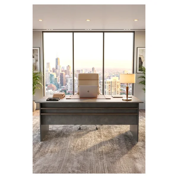 Yurudesign Vista A Ofis Masası 180cmx90cm Kahve-Beton-Antrasit Vs1-Cga - Görsel 2