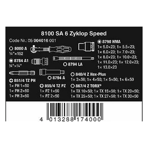 Wera 8100 05004016001 1/4" 28 Parça Cırcırlı Lokma Takımı - Görsel 2