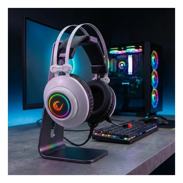 Rampage Pulsar Rm-K1 Beyaz RGB 7.1 USB Kablolu Kulak Üstü Oyuncu Kulaklığı - Görsel 8