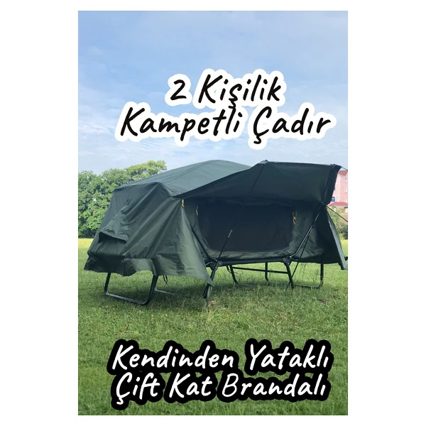 Efsane Kamp - Portatif Kampetli Fonksiyonel Çadır 2 Kişilik - Asker Yeşili - Görsel 7