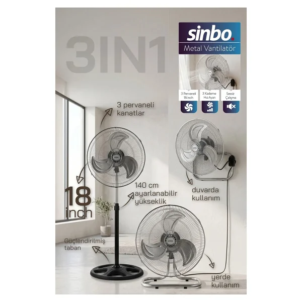 Sinbo Sf-6791 3in1 Ayaklı Vantilatör - Görsel 9