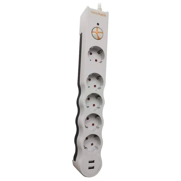 Tunçmatik Powersurge 5 Tsk5015 1050 Joule Usb'li 1.5 M 5'li Akım Korumalı Priz - Görsel 2