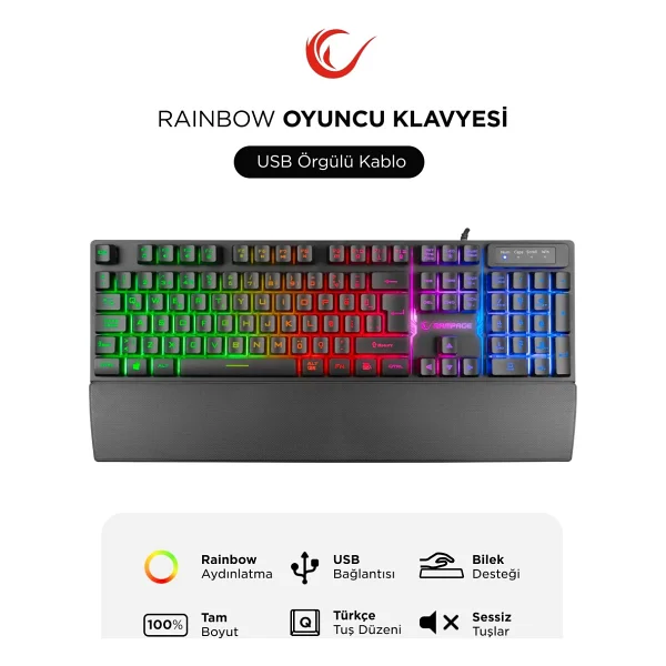Rampage Runner Kb-Rx77 Siyah Membrane Switch Kablolu Oyuncu Klavyesi - Görsel 2