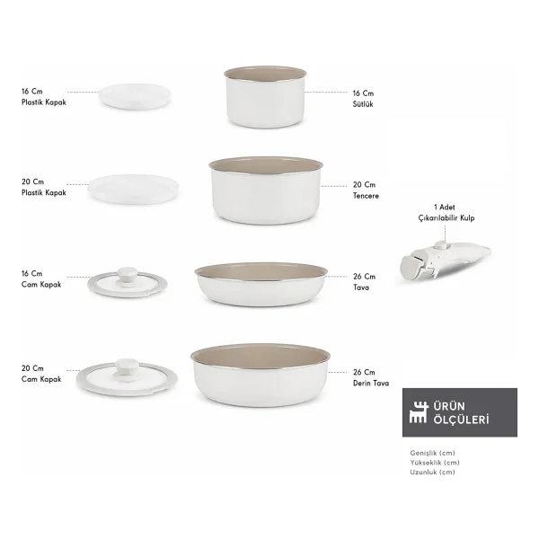 Karaca Swiss Crystal Almond Cream Easy Clip İndüksiyon Tabanlı 9 Parça Tava Tencere Seti - Görsel 6