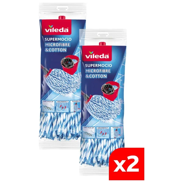 Vileda Supermocio Pamuk & Mikrofiber Yedek Paspas 2'li - Görsel 5