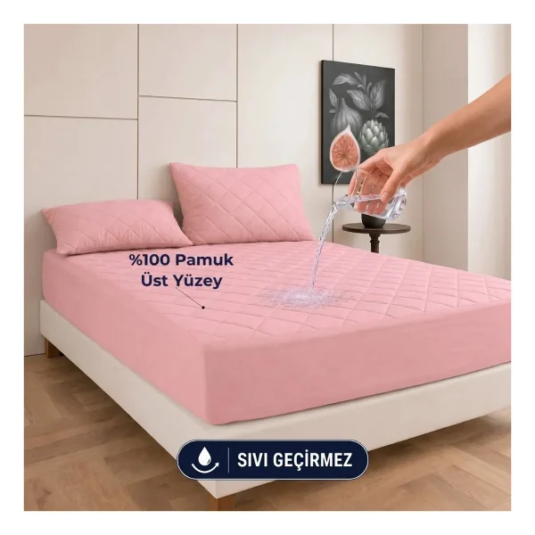 Formeya Gri %100 Pamuk Kapitone Fitted Su Sıvı Geçirmez Yatak Koruyucu Tek-Çift Kişilik-Battal Yatak Alezi - 160 X 200 Cm - Görsel 8