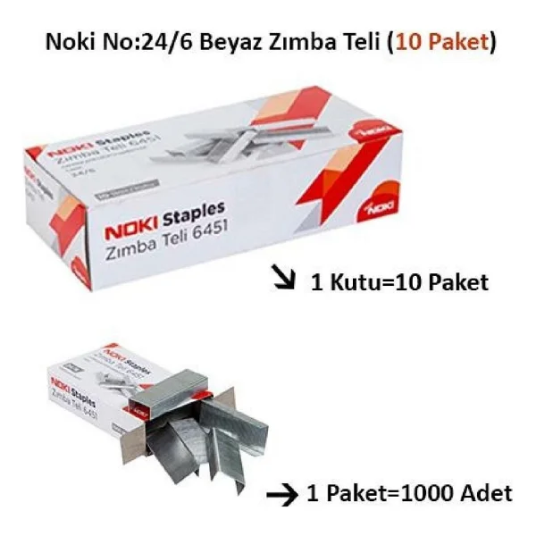 Noki Zımba Teli 24/6 Beyaz 10 Paket (1 Kutu) - Görsel 2