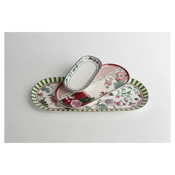 Lucky Art Madeline Bone 3'lü Oval Servis Tabağı - Görsel 2