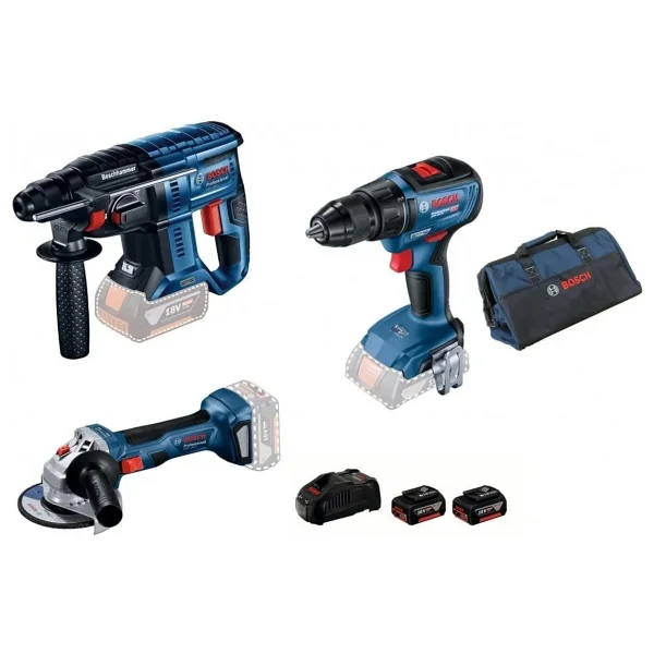Bosch Gsr 18v-50 + Gbh 180 + Gws 180 18 V 5.0 Ah Elektrikli El Aletleri Seti - Görsel 5