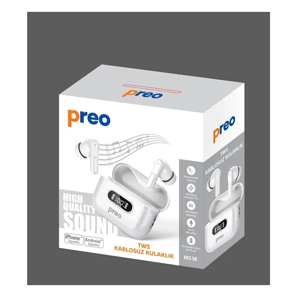 Preo Ms38 TWS Beyaz Kulak İçi Bluetooth Kulaklık - Görsel 4