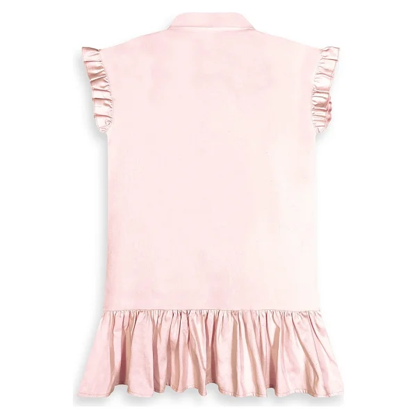 Denokids Kız Çocuk Elbise Unicorn Aplikeli %100 Pamuk Gömlek Stil Elbise 4-9 Yaş - Pembe - Görsel 5