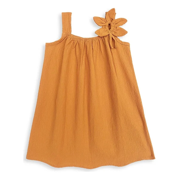 Denokids Kız Çocuk Çiçekli Elbise Hardal Sarı Ilkbahar Yaz Sezonu 5-10 Yaş - 6 Yaş - Görsel 4