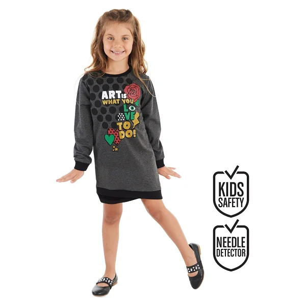 Denokids Mshb&G Art Love Kız Elbise Gri - Görsel 7