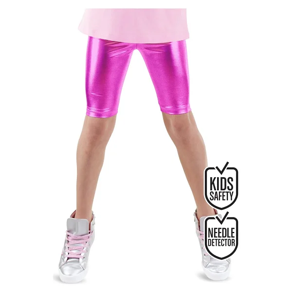 Denokids Kız Çocuk Diz Üstü Fuşya Parlak Tayt Günlük Kullanım İçin Polyester Malzeme - 10 Yaş - Pembe - Görsel 5