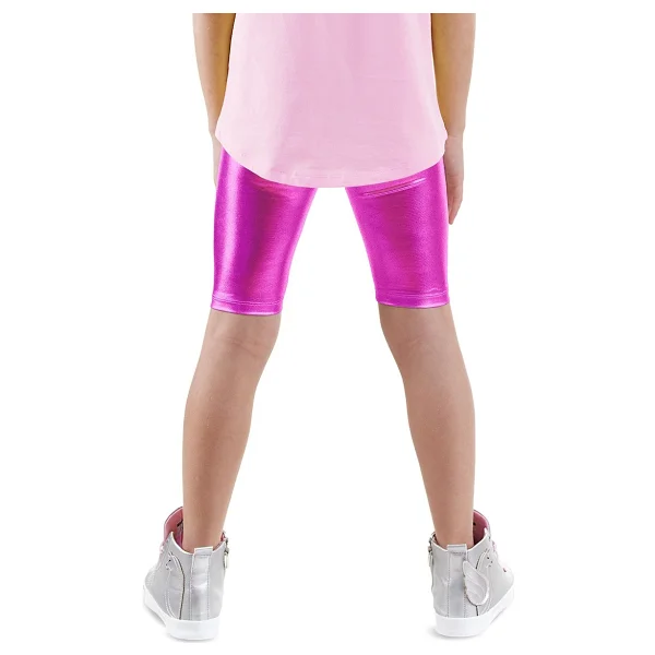 Denokids Kız Çocuk Diz Üstü Fuşya Parlak Tayt Günlük Kullanım İçin Polyester Malzeme - 10 Yaş - Pembe - Görsel 2