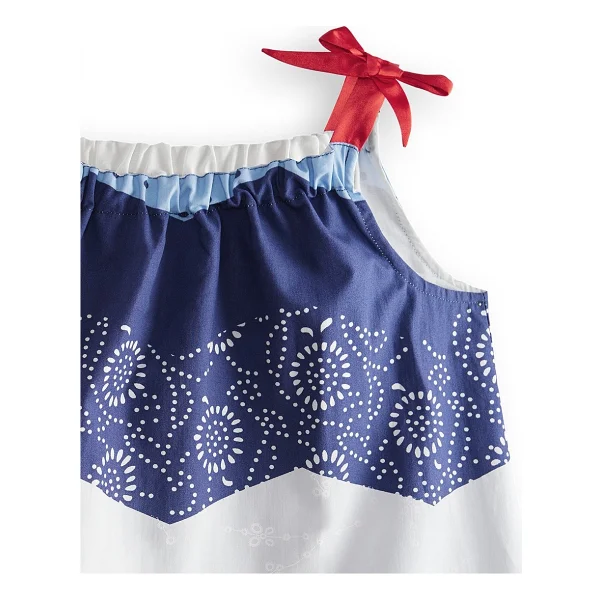 Denokids Lacivert Beyaz Desenli Poplin Kız Çocuk Elbise - 5 Yaş - Görsel 5
