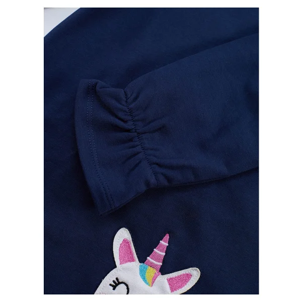 Denokids Lilycorn Unicorn Lacivert Kız Çocuk Elbise 5 Y - Görsel 6
