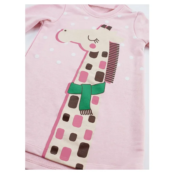 Denokids Cool Zürafa Kız Elbise Pembe 8 Y - Görsel 5