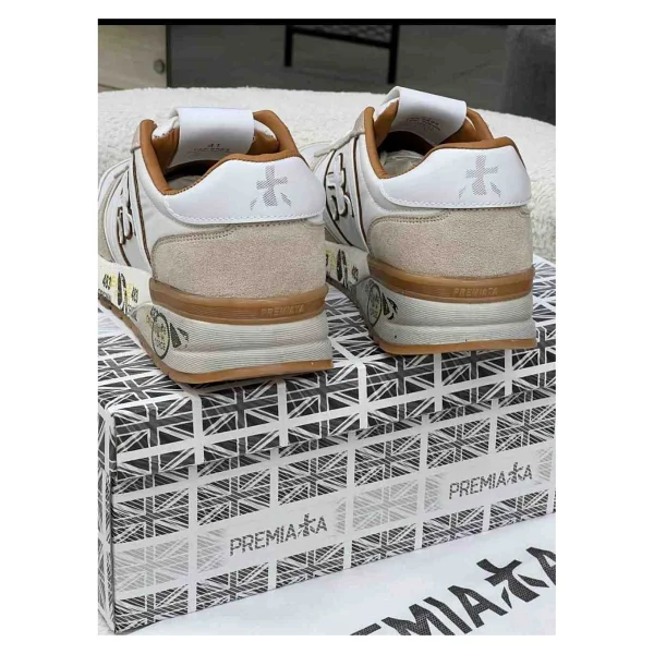 Premiata Erkek Bej Süet Detaylı Baskılı Taban Luxury Sneaker Spor Ayakkabı - Görsel 5