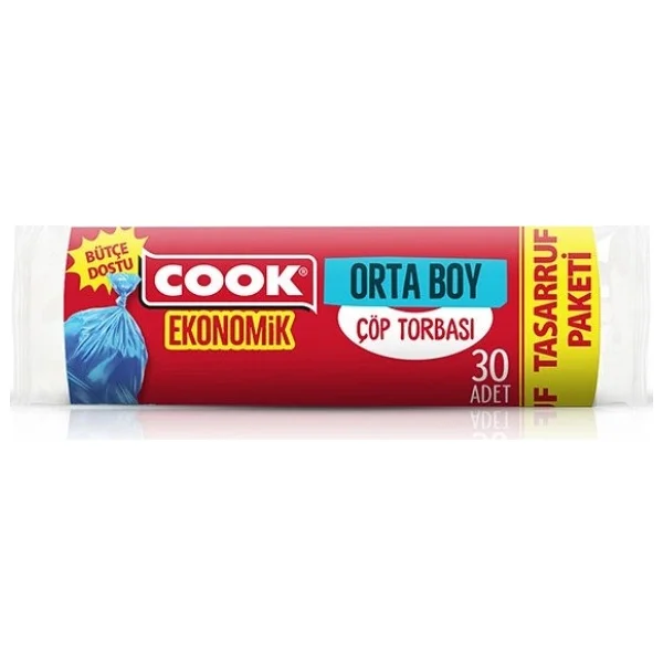 Cook Ekonomik Orta Çöp Torbası Mavi ( 55 Cm X 60 Cm ) 30 Yaprak - Görsel 3