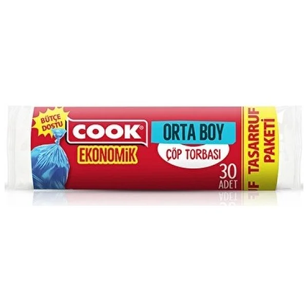 Cook Ekonomik Orta Çöp Torbası Mavi ( 55 Cm X 60 Cm ) 30 Yaprak - Görsel 2