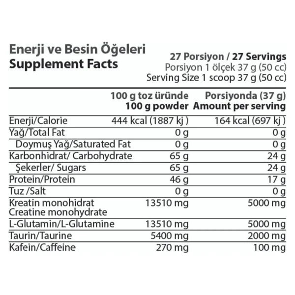 Hardline Nutrition Kgt +Caffeın 5:5:2 1000 Gr - Görsel 4