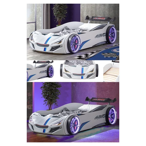 Setay Mobilya Merso Rüzgarlıklı Ledli Beyaz 90x190 Cm Arabalı Yatak - Görsel 4