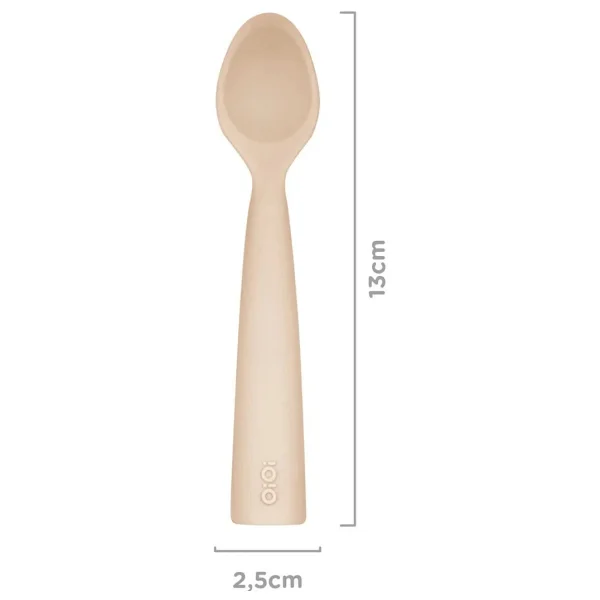 Oioi Nam Nam 6+ Ay 2li Kaşık Bubble Beige - Powder Grey Yumuşak Silikon Ergonomik Tasarım - Görsel 3