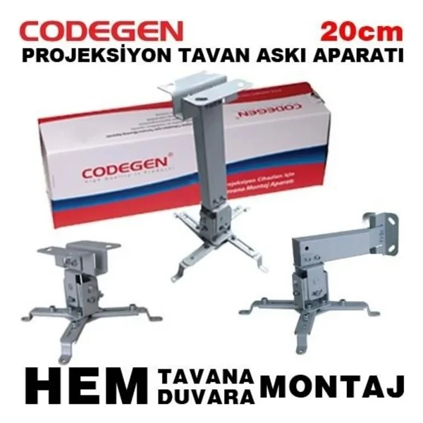 Codegen H18 Teleskopik Projeksiyon Tavan Askı Aparatı 18-32 Cm Alüminyum Yapı İle Ergonomik Tasarım - Görsel 8