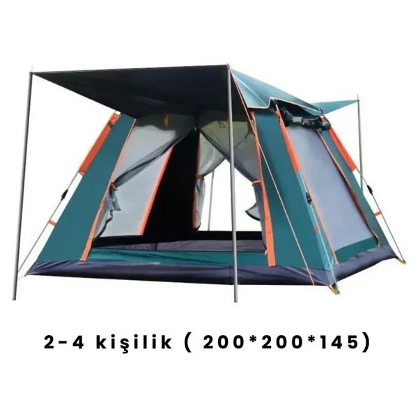 Yussraw 2-4 Kişi Kamp Çadırı Seti Taşınabilir Otomatik 200x200x145 +Lamba+Yatak+Yastık+Pompa+Hoparlör - Görsel 8