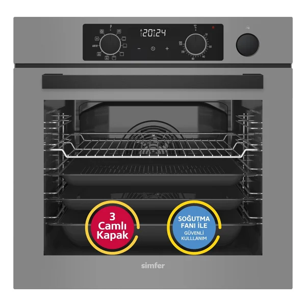 Simfer 11 Fonksiyon Steam Master Gri 3'lü Ankastre Set (8246 Fırın - 3656 Ocak - 8740 Davlumbaz) - Görsel 3